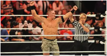 John Cena wins his ma, WWE Monday Night Raw Supershow Halloween, Philips Arena. Photo by Moses Robinson.