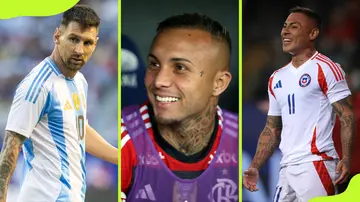 Messi of Argentina, Soares of Brazil and Eduardo Vargas of Chile