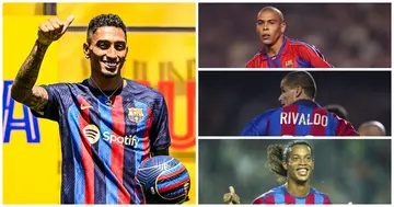 Raphinha, Ronaldo, Romario, Ronaldinho, Rivaldo, Dani Alves, Neymar