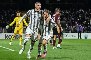 Dusan Vlahovic (L) netted his first Juventus goals in nearly four months on Tuesday