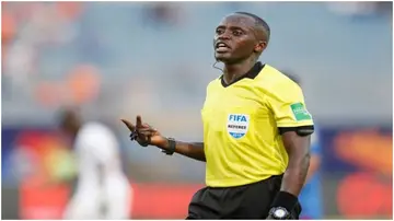 Kenyan referee Peter Waweru in action during a past match. Photo: Caro Radull.