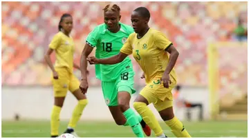 Banyana Banyana is set to host the Super Falcons of Nigeria in South Africa for the second leg of the 2024 Olympic Games qualifiers on April 9. Photo: @Banyana_Banyana.