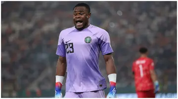 Stanley Nwabili missed Nigeria's training session ahead of AFCON 2023 final against Ivory Coast. Photo: MB Media.