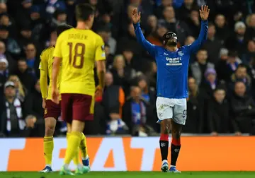 Rare highlight: Rangers striker Danilo celebrates scoring the opening goal during a Europa League match against Sparta Praha at Ibrox