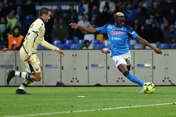 Victor Osimhen (R) has scored 25 times for Napoli this season