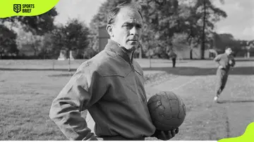 Alfredo Di Stefano (1926 - 2014) during training with the Spanish national team
