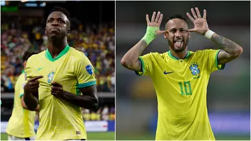 Vinicius Junior, Neymar Junior, Brazil, Copa America, Paraguay, goal celebration, tribute.