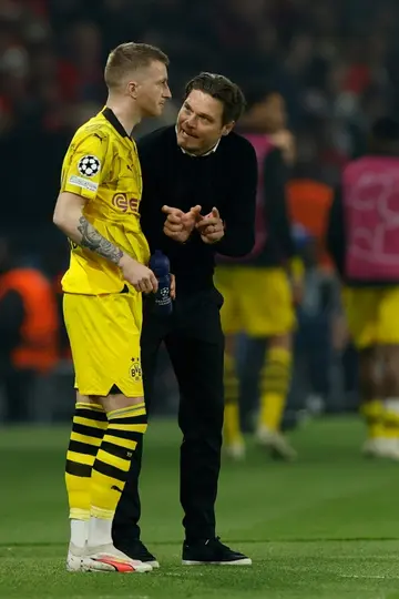 Dortmund coach Edin Terzic (R) said Marco Reus (L) would 'close the circle' with his return to Wembley in the Champions League final