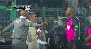jose riveiro, orlando pirates, red card, sent off, nedbank cup, last 32, andile ace ncobo, mr spot on, supersport, extra time