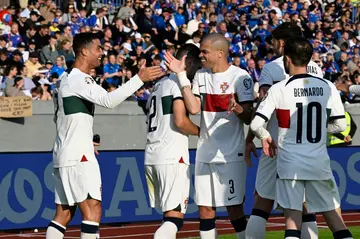 Cristiano Ronaldo (L) marked his 200th Portugal appearance with the winning goal