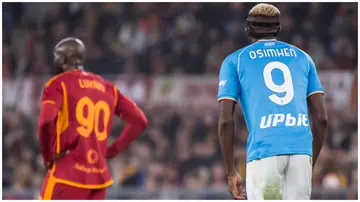 Napoli's Victor Osimhen (right) and Romelu Lukaku of AS Roma during a past Serie A match. Photo: Ivan Romano.
