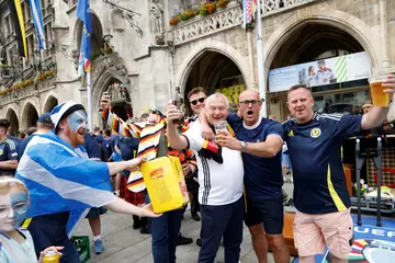 Supporters of Scotland's and Germany's national football teams in Munich ahead of the Euros opener