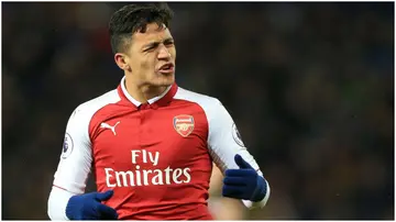 Alexis Sanchez looks dejected during a match between West Bromwich Albion and Arsenal. Photo by Simon Stacpoole.