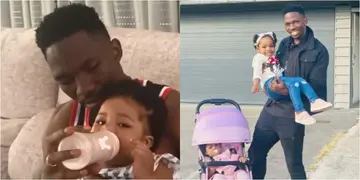 Super Eagles star celebrates Father's Day with a photo of himself feeding his baby