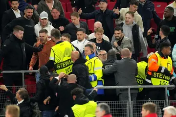 Supporters of Dutch club AZ Alkmaar clashed with riot police and West Ham fans