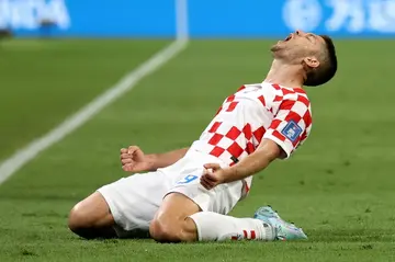 Croatia's Andrej Kramaric celebrates scoring against Canada