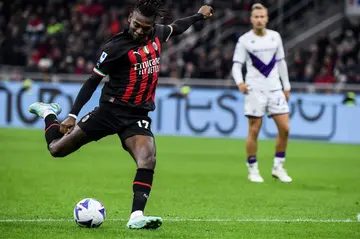 Rafael Leao, pictured here against Fiorentina in November, opened the scoring for AC Milan at Salernitana