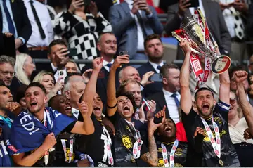 Southampton celebrate promotion to the Premier League