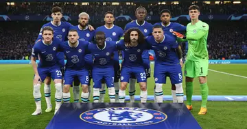 Chelsea players pose for a team photo prior to the UEFA Champions League quarterfinal second-leg match between Chelsea FC and Real Madrid at Stamford Bridge. Photo by Steve Bardens.