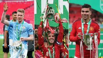 Kevin De Bruyne, Jordan Henderson, Casemiro, Manchester City, Manchester United, Liverpool, Carabao Cup, League Cup, EFL Cup