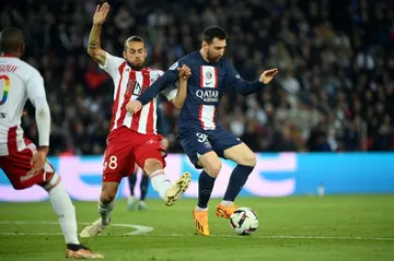 Lionel Messi (R) was back in the PSG team after sitting out a game following his unauthorised trip to Saudi Arabia