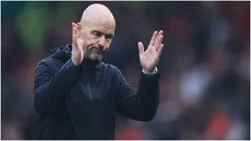 Manchester United manager, Erik ten Hag, reacts after a previous Premier League match against Crystal Palace at Old Trafford.
