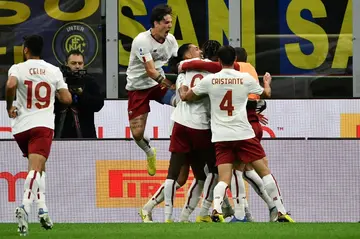 Chris Smalling's winner at Inter caused wild celebrations among Roma fans and players