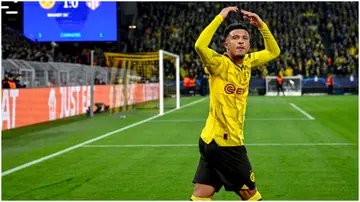 Jadon Sancho reacts during the UEFA Champions League quarter-final second-leg match between Borussia Dortmund and Atletico Madrid at Signal Iduna Park. Photo by Hendrik Deckers.