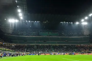 The Curva Nord section of the San Siro was emptied by Inter's hardcore ultra supporters