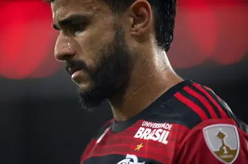 Henrique Dourado, pictured playing for Flamengo in 2018, was sent off in Henan Songshan Longmen's 2-2 draw at Wuhan Yangtze River