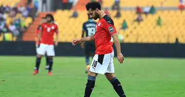 Mohamed Salah during Egypt's Group D AFCON opener vs Nigeria. Photo by DANIEL BELOUMOU.