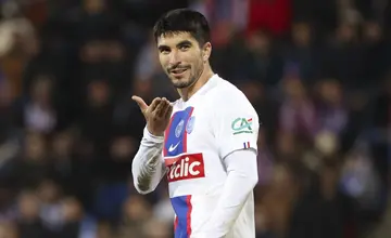 Carlos Soler celebrates his goal during the French Cup football match