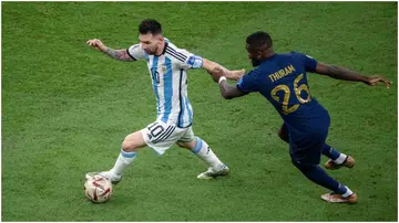 Marcus Thuram, Lionel Messi, France, Argentina, 2022 FIFA World Cup final, Lusail Stadium, Qatar.