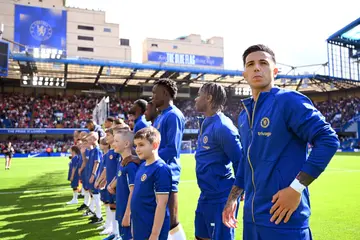 Chelsea players line up