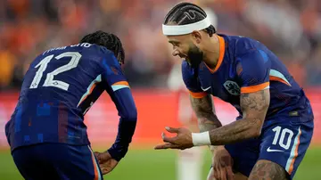 Memphis Depay, Jeremie Frimpong, Adowa, Ghana, Oranje, Dutch, Euro 2024, Canada, dance, celebration, friendly.