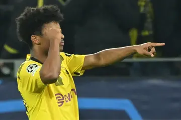 Night to remember: Dortmund forward Karim Adeyemi celebrates scoring