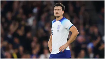 Harry Maguire in action during the 150th Anniversary Heritage Match between Scotland and England at Hampden Park. Photo by James Gill - Danehouse.