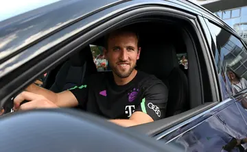 Bayern Munich forward Harry Kane at the wheel of his new German car