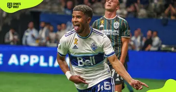 Vancouver Whitecaps FC's Pedro Vite celebrates a goal.