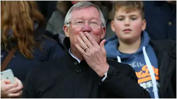 Sir Alex Ferguson waves to the fans during the David Beckham Match for Children in aid of UNICEF between Great Britain & Ireland and Rest of the World at Old Trafford. Photo by Alex Livesey.