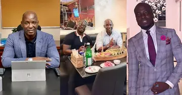 Stephen Appiah and Tony Baffoe dining in Accra. SOURCE: Instagram/ @stephenappiahofficial Twitter/ @AnthonyBaffoe