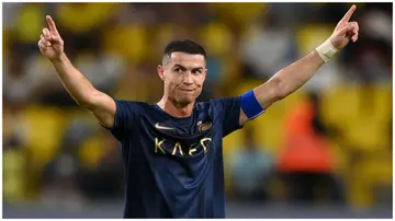 Al Nassr's Cristiano Ronaldo scored a hat-trick in an 8-0 win over Pitso Mosimane's Abha Club in the Saudi Pro League. Photo: BR Football.