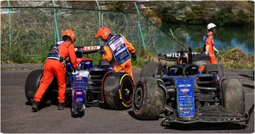 Formula 1, F1, Daniel Ricciardo, Alex Albon, Crashes, Japanese Grand Prix