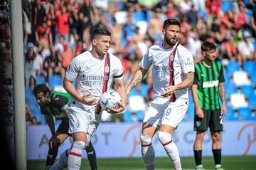 AC Milan's Luka Jovik scored his side's second goal in their 3-3 draw at Sassuolo