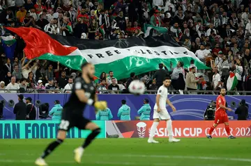 Palestine's opening match of the tournament coincided with the 100th day of the Israel-Hamas war