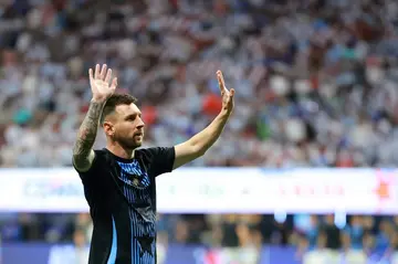 Argentina captain, Lionel Messi, salutes fans in Atlanta ahead of the Copa America opener against Canada on June 20, 2024.