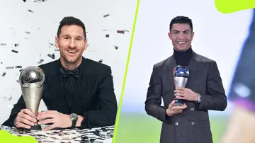 Messi and Ronaldo with the Best FIFA Men's Player awards
