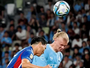 Manchester City forward Erling Haaland scored twice in Tokyo