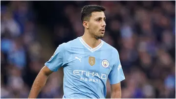Manchester City's Rodri during the Premier League match at the Etihad Stadium. Photo by Mike Egerton.