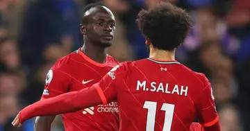Mohamed Salah and Sadio Mane celebrating Liverpool's victory over Norwich City. Credit: Getty Images
